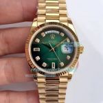 EWF Copy Rolex Day-Date Yellow Gold Replica Watch 36MM Green Dial